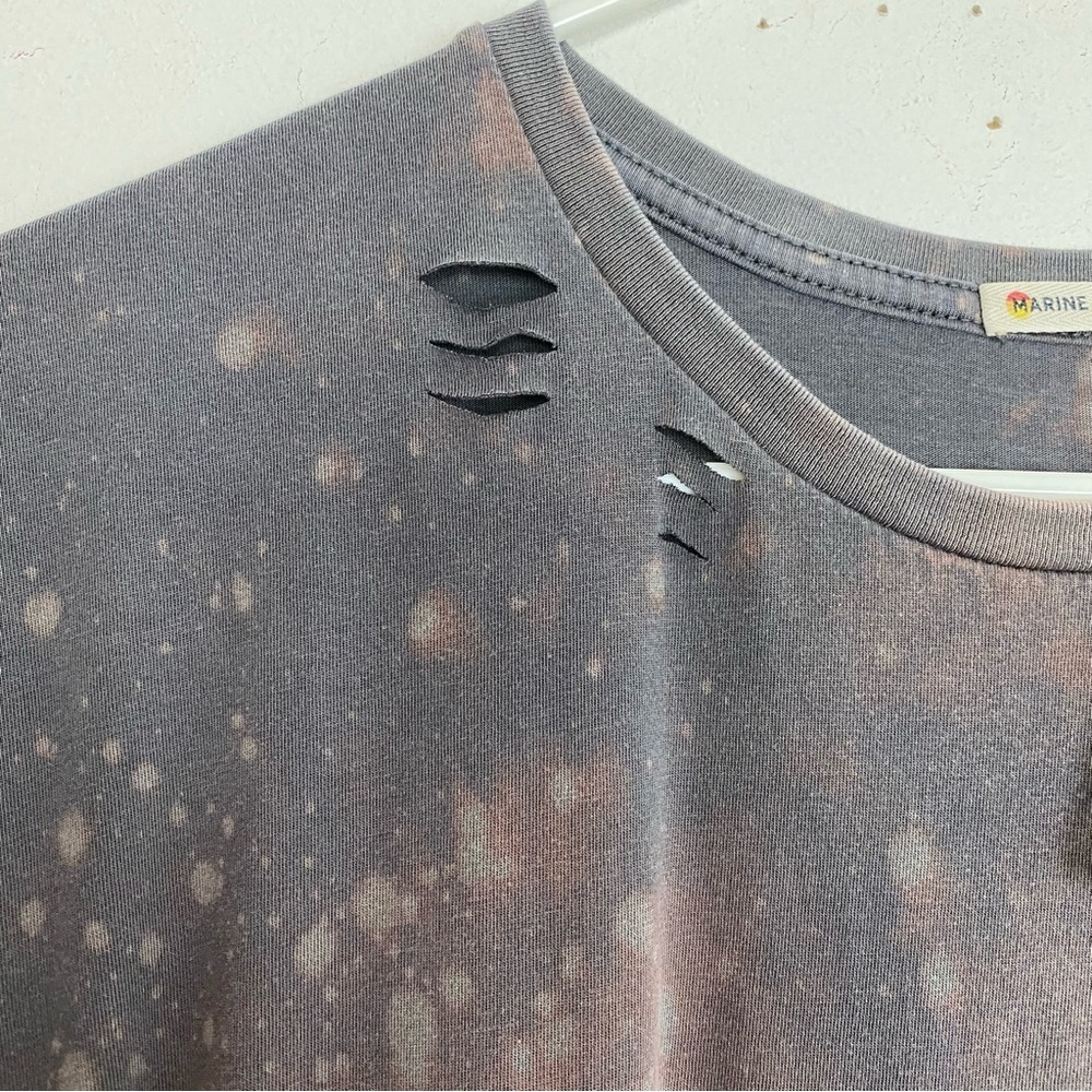 Marine Layer Upcycled Tee Shirt Mens Size Medium Large Gray Acid Wash Stencil - Picture 4 of 12